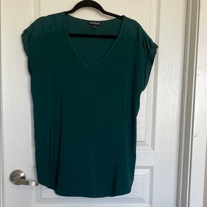 Express Deep Teal V-Neck Blouse